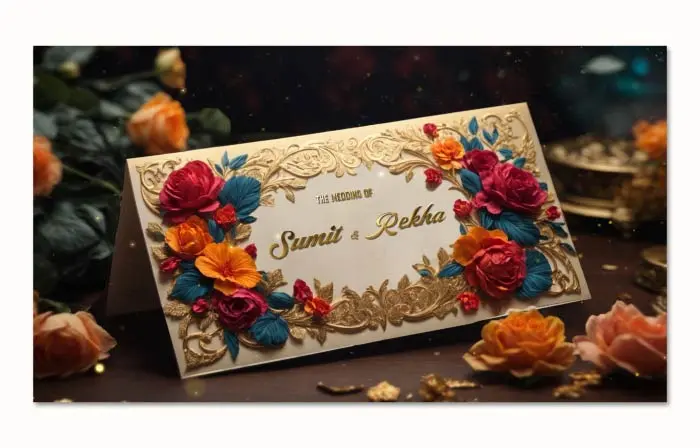 Royal Classic Floral Hindu Wedding Invitation 3D Slideshow
